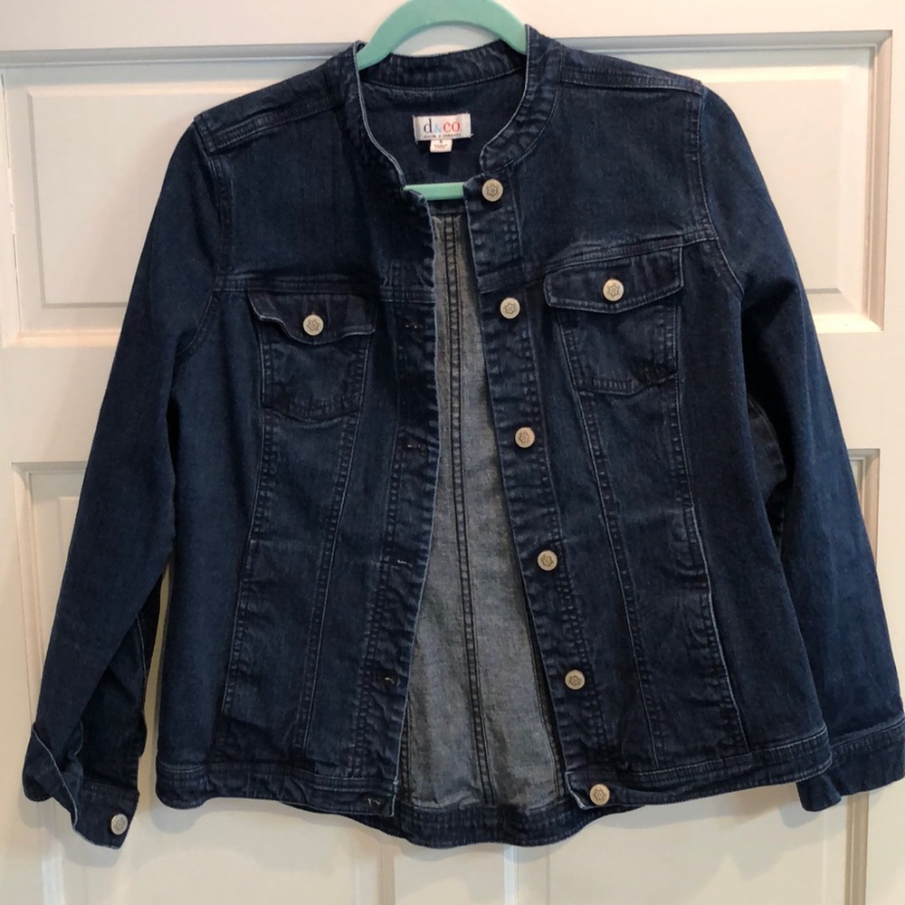 Denim & Co. Mandarin Collar Denim Jacket small